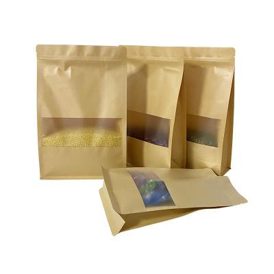 China Recycled Materials Custom Stand Up Zipper Pouch Kraft Paper Bag For Food Packaging for sale