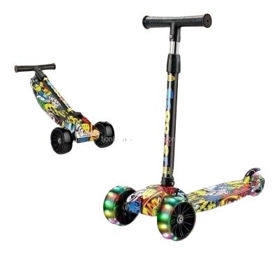 China Adjustable Handlebar Height 3 wheels Adjustable Height Skateboard  foldable Kick Kids Foot Electric Scooter With Led Light for girls child for sale