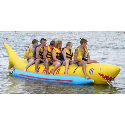 China Waterproof 6 seaters shark inflatable banana boat for water games. for sale