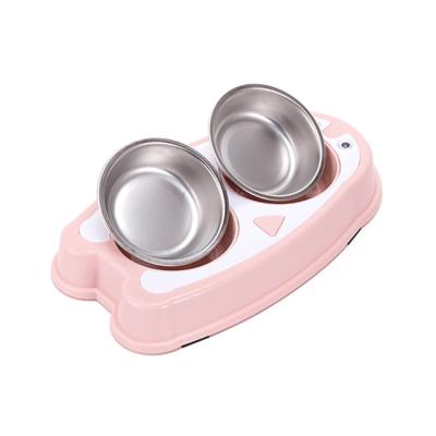 China Cute Sustainable Food Water Double Dog Bowls Stainless Steel Pet Bowls Convenient Dogs Cats Pet Bowls and Feeders Support Bowls, Cups and Buckets for sale