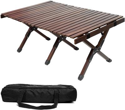 China New Modern Arrive Camping Dining Tables Light Weight Wooden Roll Up Table Ultralight Camping Table for sale