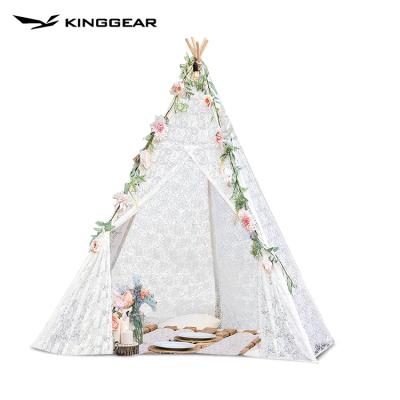 China IndianTeepee Kid's Canvas Toy KingGear Outdoor White Tent Outdoor Glamping Play Bedroom Camping Soft Child Tent for sale