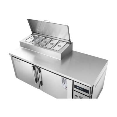 China Single-Temperature Commercial Use 2-Door Stainless Steel Salad Bar Under Counter Fridge Fridge Freezer and Fridge for sale