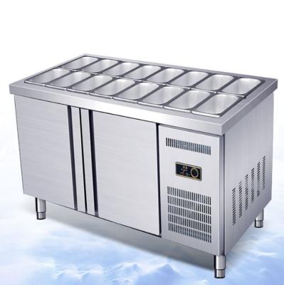 China Restaurant Canteen Hotel Food Store Customized 300L/400L/500L/800L Large Capacity Refrigerated Salad Counter Display Refrigeration Equipment Salad for sale