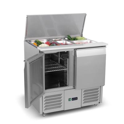 China Restaurant Canteen Hotel Food Store Air Cooling New Product Salad Counter Mini Direct Cooling Refrigerator Counter Salad Fridge for sale