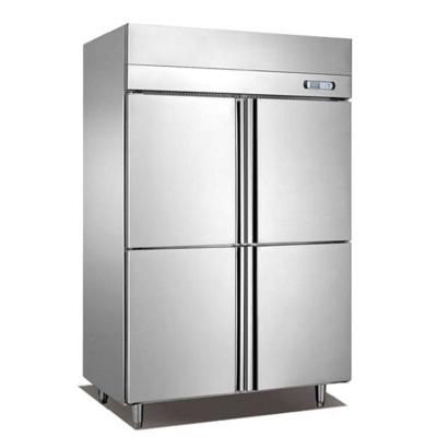 China Commercial Four-Door Refrigerator Bottom Freezer Display Refrigerator Freezer Restaurant Hotel Canteen Food Store Glass Door for sale