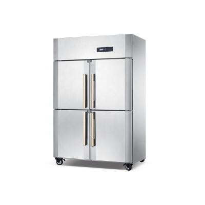 China Stainless Steel Industrial Glass 4 Door Single-temperature Upright Display Freezer 500 Liter Bottom-Freezer Refrigerators Fridge for sale