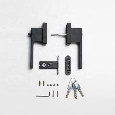 China Modern Aluminum Frame Less Magnetic Tempered Glass Door Locks With Lever Handle Zinc Alloy Material Matt Black Color for sale