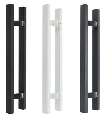 China Modern Luxurious Good 304 Stainless Steel Powder Coating Black Glass Door Use Pull Handles for sale