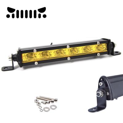 China Aluminum Single Row 6LED 18W LED Strip Light Car Light Yellow Offroad Small Modified Car LED Work Light for sale