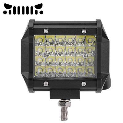 China Aluminum 4 Inch 4 Rows 24LED 72W High-Brightness Lamp Beads Off-Road Vehicle Modified Lamp Work Light for sale