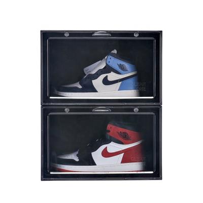 China Factory Viable Hot Selling Transparent Acrylic Drop Front Shoes Clear Sneaker Box for sale