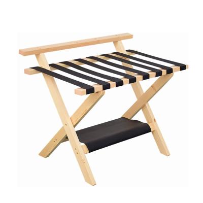 China Eco-friendly Cheap Foldable Wooden Stand Multi-layer Home Hotel Free-installation Luggage Rack Storage for sale