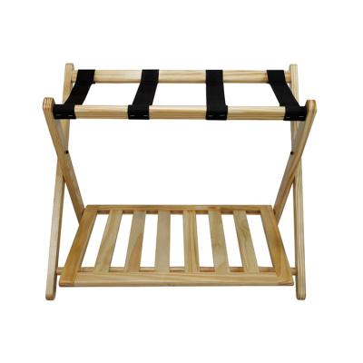 China Eco - Friendly Hotel Room Quality Freestanding Natural Suitcases Rack Wooden Hotel Luggage Rack for sale