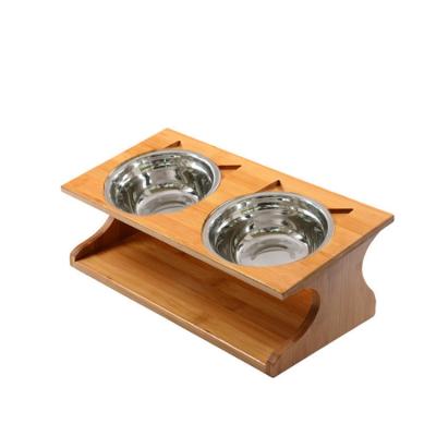 China Viable Wholesale Custom Cat Bowl Holder Detachable Stainless Steel Dog Bowl Pet Feeder for sale