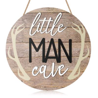 China Factory Handmade Cheap Price Small Wooden Man Cave Sign Living Room Door Kids Room Decor for sale