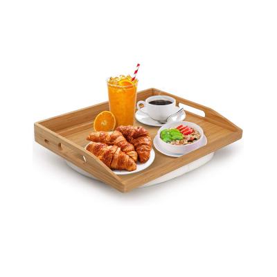 China Sustainable Rustic Bamboo Fancy Restaurant Food Sofa Couch Serving Trays For Eating for sale