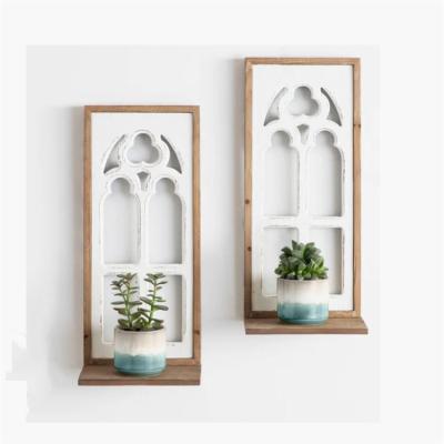 China High Quality Bohemian Wooden Light Rack Storage Modern Style Bedroom Wall Shelf for sale