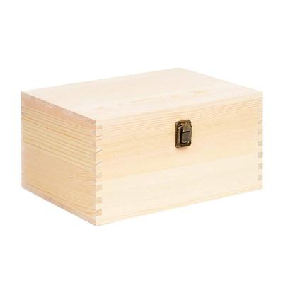 China Wholesale unfinished diy jewelry storage home factory craft stocked wooden box with hinged lid clasp for sale