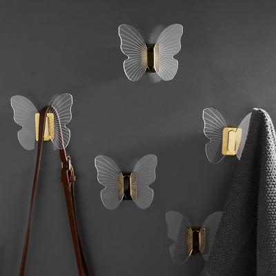 China New Viable Simple Luxury Single Hook Back Door Porch Decoration Bedroom Acrylic Butterfly Hook for sale