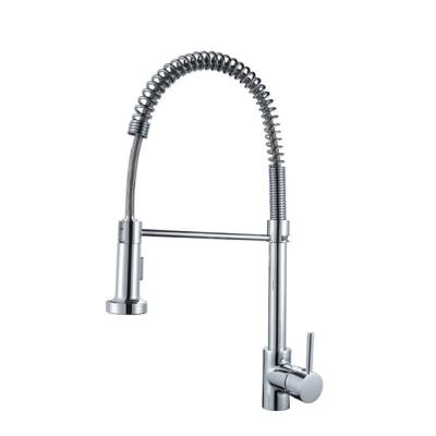 China Brass Material Kitchen Faucet With Contemporary High Arc Spring And Adjustable Pull Out Sprayer Pull Down Kitchen Faucet for sale