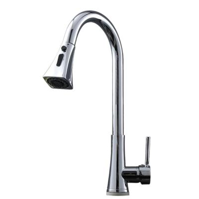 China Brass Material Single Sense Faucets Handle Kitchen Faucet With Pull Down Sprayer Control Touch Sensor Smart Kitchen Faucets for sale