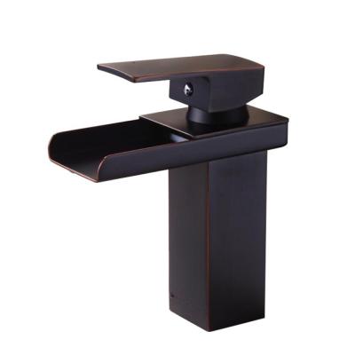 China Contemporary Waterfall Bathroom Vessel Sink Faucet Single Hole Handle One Hole Toilet Oil Rubbed Bronze Short Body Bathroom Basin Faucet for sale