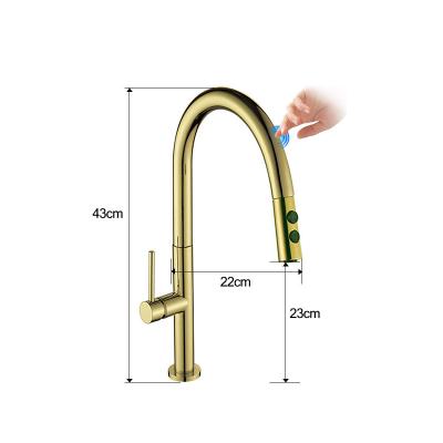 China Sense Faucets Pull Down Kitchen Faucet With Sprayer Plating Handle Two Speed ​​Single Speed ​​High Arc Pull Out Kitchen Sink Faucets for sale