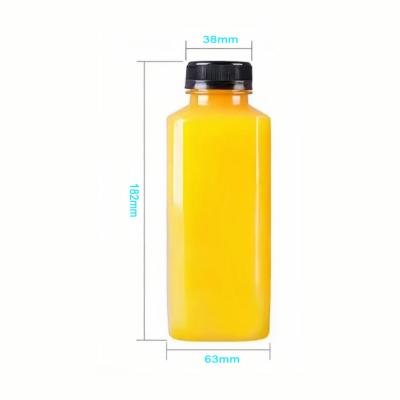 China 250ml 350ml 500ml PP Plastic Heat-Resistant Beverage Square Bottles with Cap OEM/ODM for sale