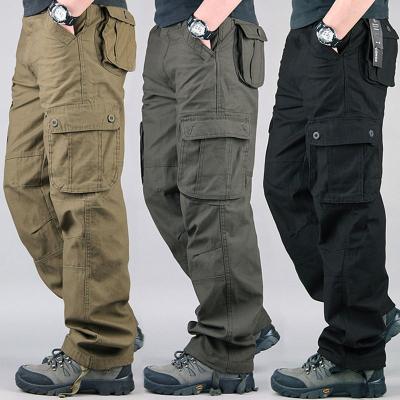 China Breathable Casual Loose Cotton Pocket Work Side Cargo Pants Plus Size Men's Pants And Trousers for sale