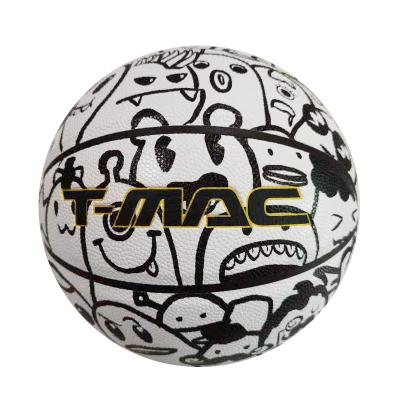 China Customized Basketball Fashion Drawing Basketball Match Own Logo Art Hygroscopic Leather Size 7 600-650g Basketball Match Ball Offical for sale