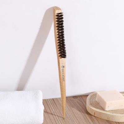 China Creative Art Factory Salon Hair Brush Boar Teasing Direct Natural Bristle 100% Teasing Wooden Bamboo Hair Brush With Tail Handle for sale