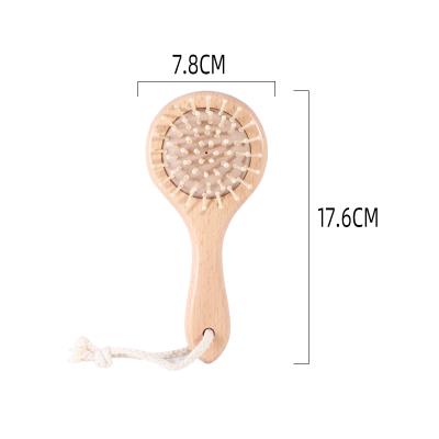 China Natural Beech Wood Round Goat Hair Brush Baby Play Brush Baby Hair Brushes For Baby Hair Edge Brush for sale