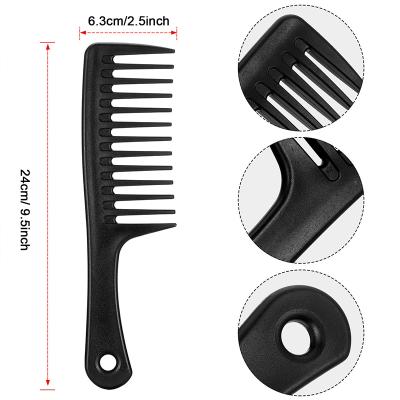 China Creative Home Art Black Wide Tooth Comb Detangling Hair Brush,Palette Hair Comb,Care Handle Styling Comb-Best For Long Hair for sale