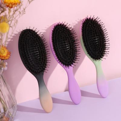 China Creative Home Art Plastic Hair Brush Gradient Plating Hair Extension Brush Detangling Hair Brush for sale