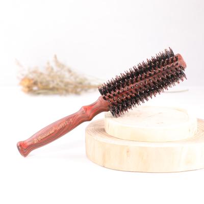 China Nondisposable Luxury Pear Wood Round Brush Nylon Bristle Brush Round Wood Custom Logo Salon Round Brush Home for sale