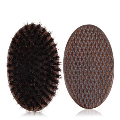 China Oval Men's Soft Beard Brush Boar Stiffen Wood Wave Brush Custom Wave Brush With Non-Slip Mat for sale