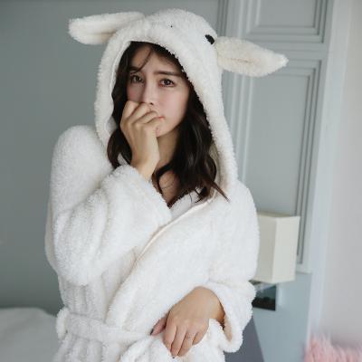 China Thermal Sleepwear Women Long Robes With Front Pockets Flannel Fleece Nightgown Plush Long Robe Femme Pajamas for sale