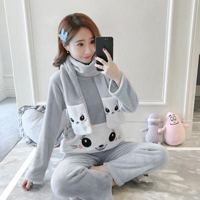 China Winter QUICK DRY Women Christmas Soft Flannel Pajamas Set Cartoon Sleepwear Warm Comfy Nightgown for sale