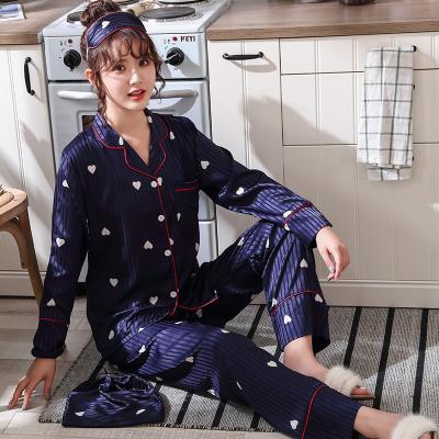 China Free Shipping 7pcs/set Women's Silk Satin Pijamas Long Sleeve Loungewear Pajamas Girls Sleepwear PJ Nightgowns QUICK DRY Long for sale