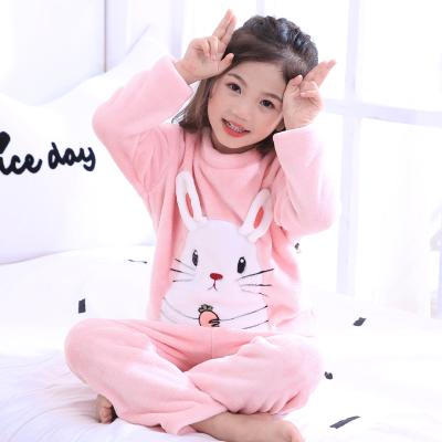 China Good Quality QUICK DRY Flannel Rabbit House Long Sleeve Embroidered Cute Kids Pajamas for sale