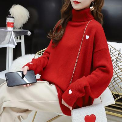 China New Fashion QUICK DRY Amazon Autumn Sweet Winter Christmas Design Turtleneck Knit Sweater Woman Sweater for sale