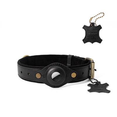 China Genuine Leather Custom Genuine Leather Pet Collar Airtag Dog Collar Wholesale Wholesale for sale