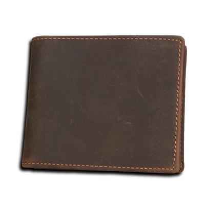 China Crazy Horse Skin Wholesale High Quality Factory Vintage Wallet Men Genuine Leather Wallet for sale