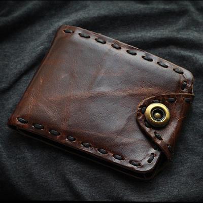 China High quality design luxury genuine cowhide leather handmade wallet for sale