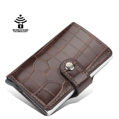 China Wholesale Custom Made Aluminum Faux Leather Support RFID Wallet PU OEM Card Holder Durable Rfid Blocking for sale