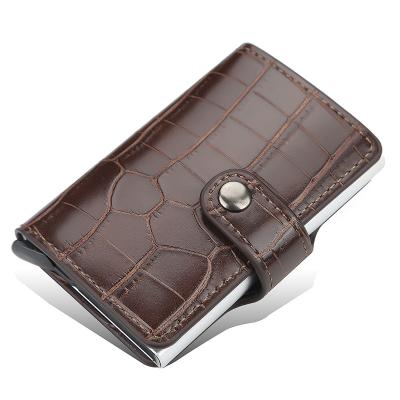 China RFID Internationally Sell Well Wallet PU Aluminum Leather Card Holder Rfid Blocking Durable Faux Leather Slim Wallet Custom Made for sale