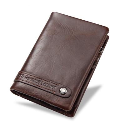 China 2022 Trend Anti Theft Product RFID Blocking Male Custom Design Genuine Leather Wallets Men for sale