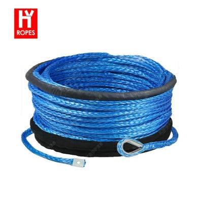 China HYropes 4x4 AUTO winch rope with hook, 15mm synthetic winch rope, uhmwpe altec winch rope for sale