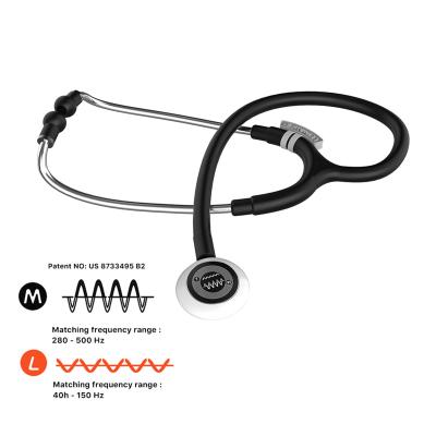 China Hardware Free Dual Frequency Premium Black Single Head Stainless Steel Sound Design Medical Stethoscope for sale